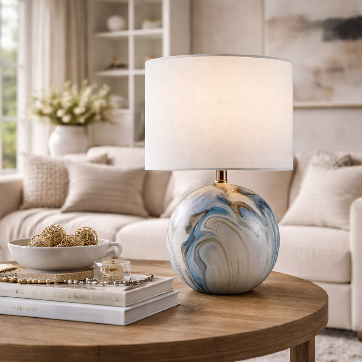 Modern European furniture - Swirl Round Ceramic Table Lamp - www.oroa.com | Oroa.com