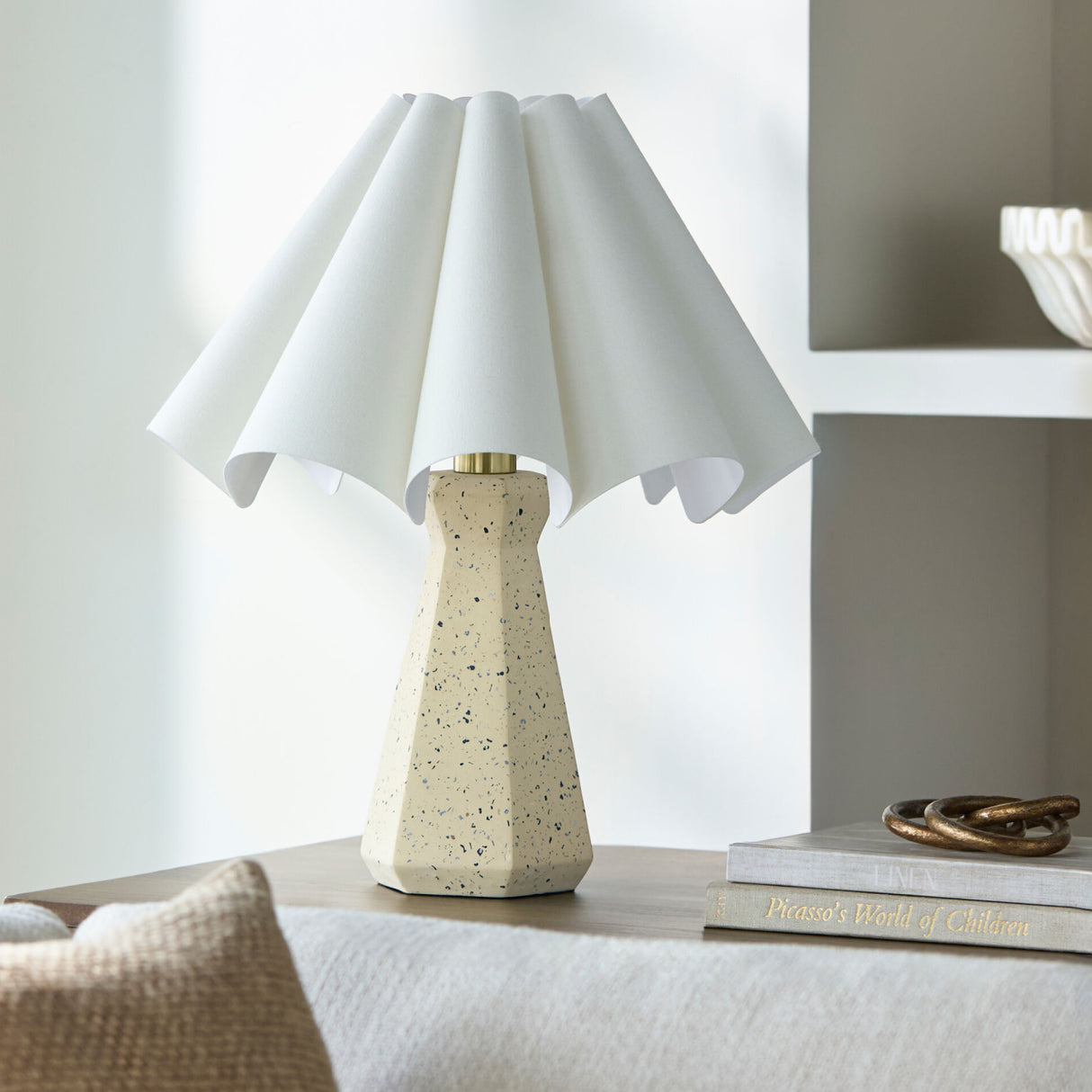 Modern European furniture - Scalloped White Cotton Table Lamp - www.oroa.com | Oroa.com