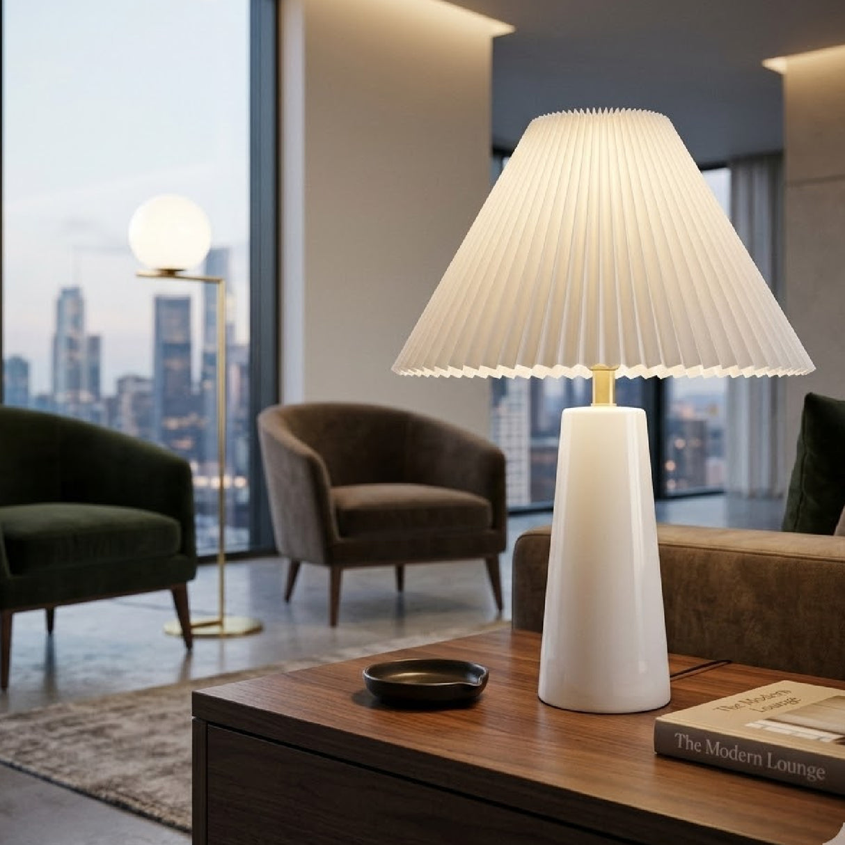 Modern European furniture - Pleated Shade Ceramic Table Lamp - www.oroa.com | Oroa.com