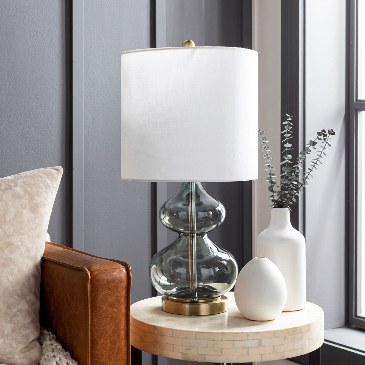 Modern European furniture - Gray Glass Accent Table Lamp - www.oroa.com | Oroa.com