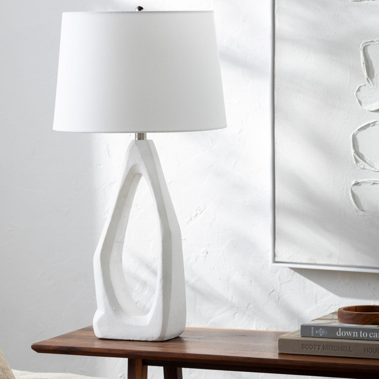 Modern European furniture - White Carved Base Table Lamp - www.oroa.com | Oroa.com