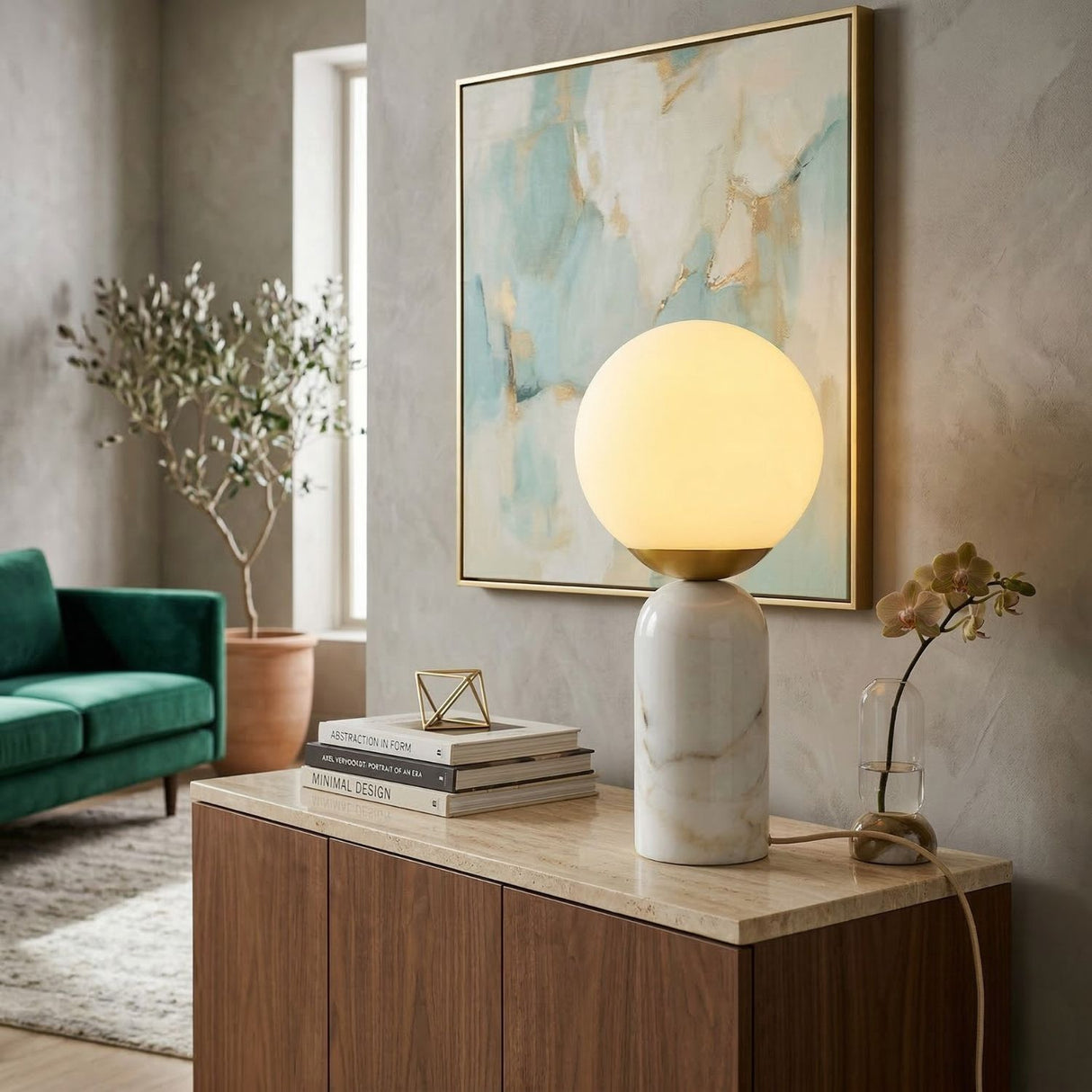 Modern European furniture - Marble White Glass Table Lamp - www.oroa.com | Oroa.com