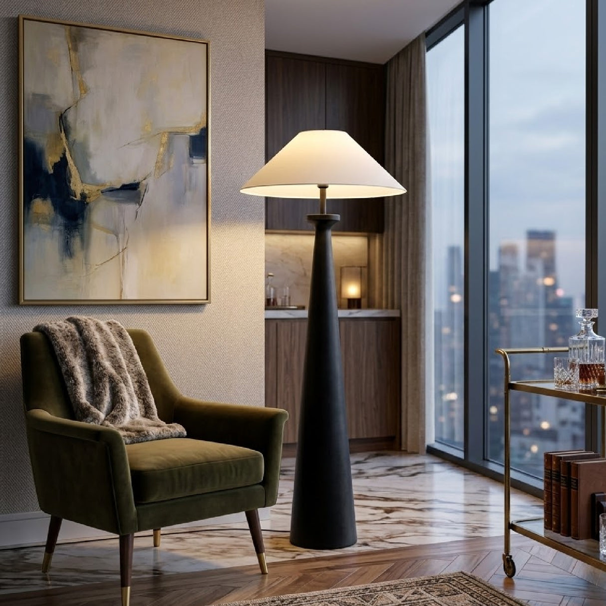 Modern European furniture - Black Base Accent Floor Lamp - www.oroa.com | Oroa.com