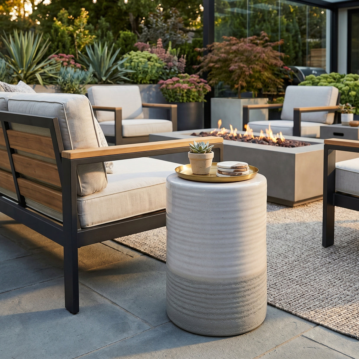 Modern European furniture - Ceramic Cylindrical Outdoor Stool - www.oroa.com | Oroa.com