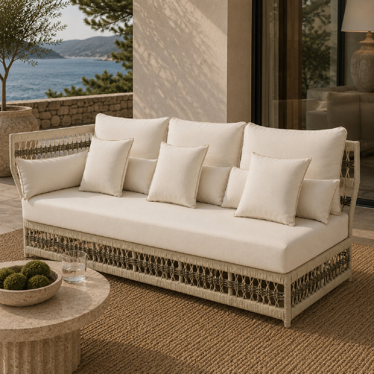 Modern European furniture - Cream Aluminum Outdoor Left-Armed Sofa - www.oroa.com | Oroa.com