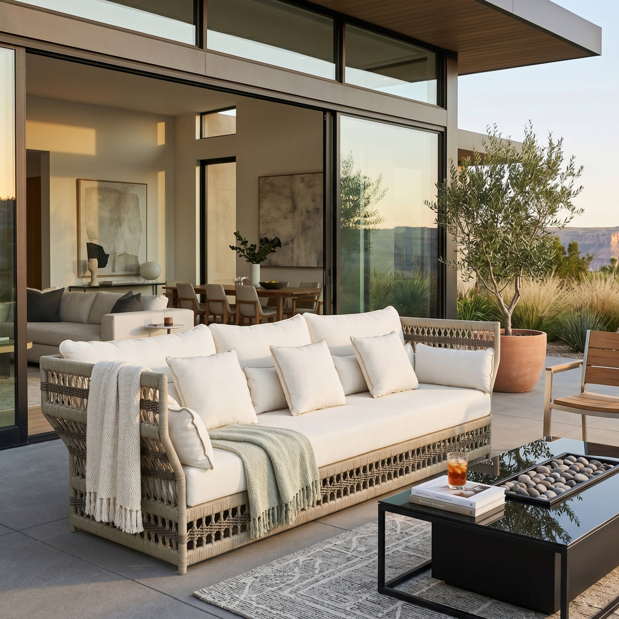 Modern European furniture - Cream Aluminum Outdoor Sectional Sofa - www.oroa.com | Oroa.com