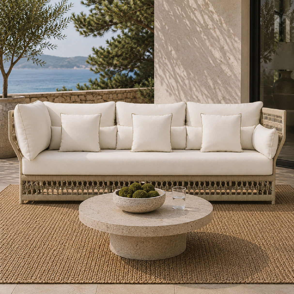 Modern European furniture - Cream Aluminum Outdoor Sectional Sofa - www.oroa.com | Oroa.com