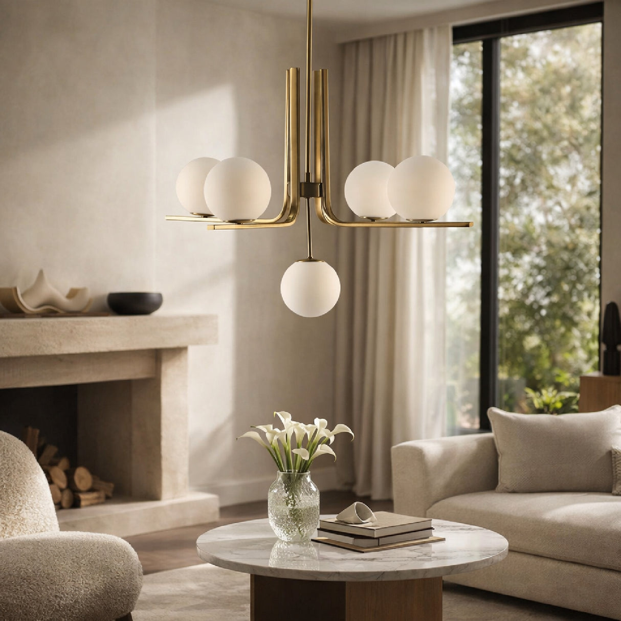 Modern European furniture - 5-Light White Glass Orbs Chandelier - www.oroa.com | Oroa.com