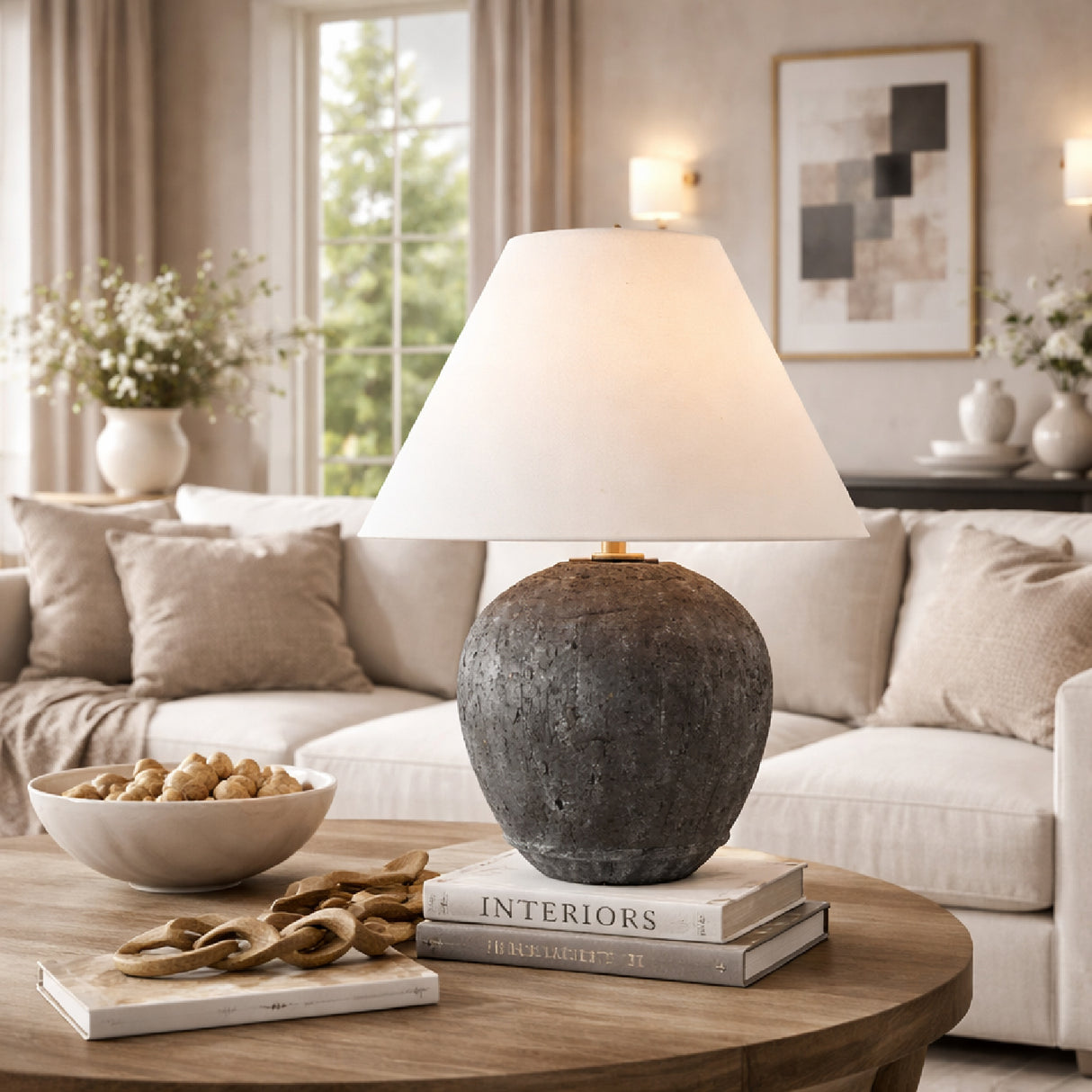 Modern European furniture - Black Cement Accent Table Lamp - www.oroa.com | Oroa.com