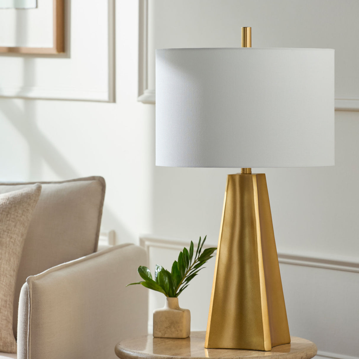 Modern European furniture - Gold Faceted Base Table Lamp - www.oroa.com | Oroa.com