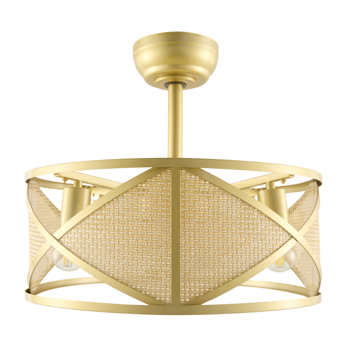 Modern European furniture - Gold Framed Rattan Chandelier - www.oroa.com | Oroa.com