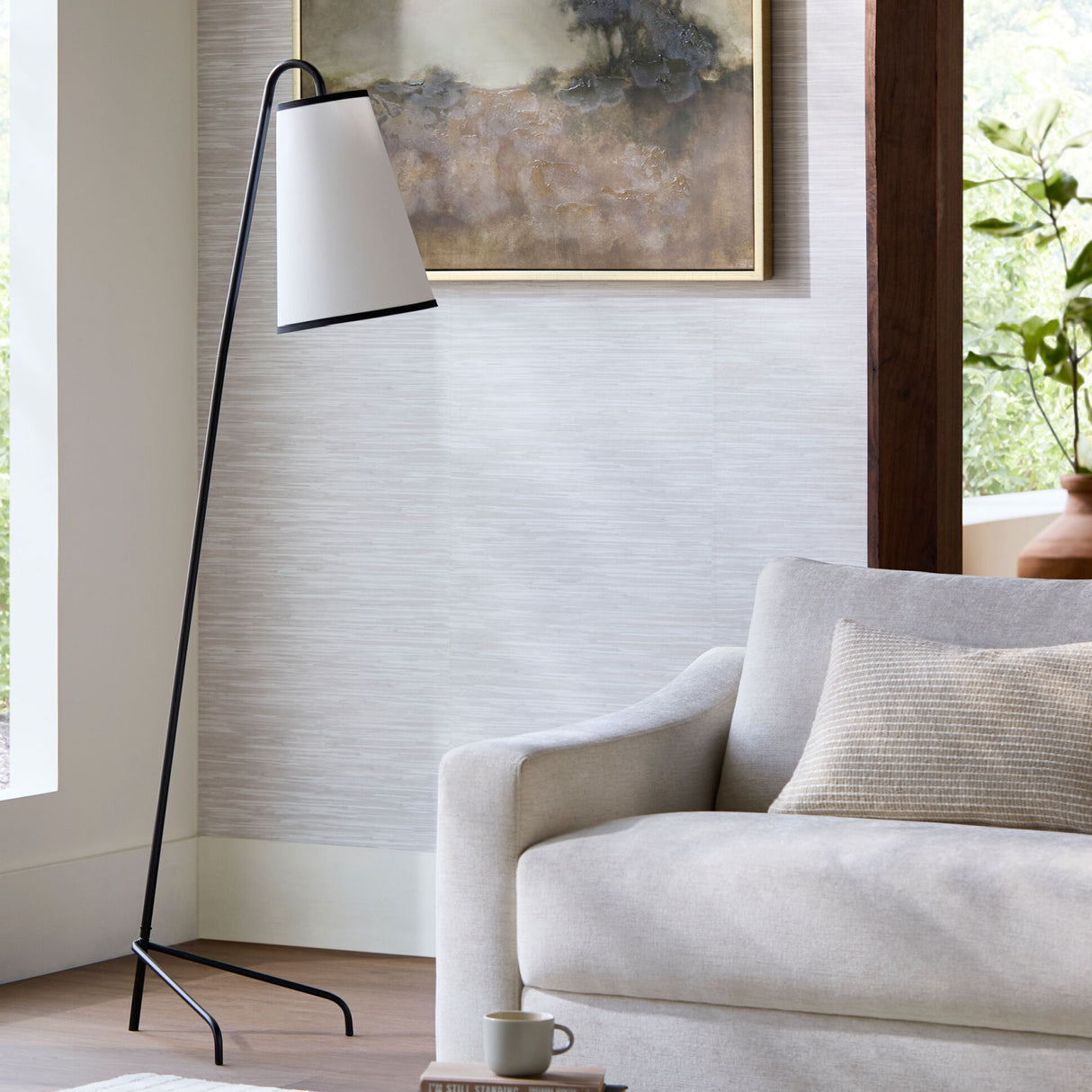 Modern European furniture - White Linen Tilted Floor Lamp - www.oroa.com | Oroa.com