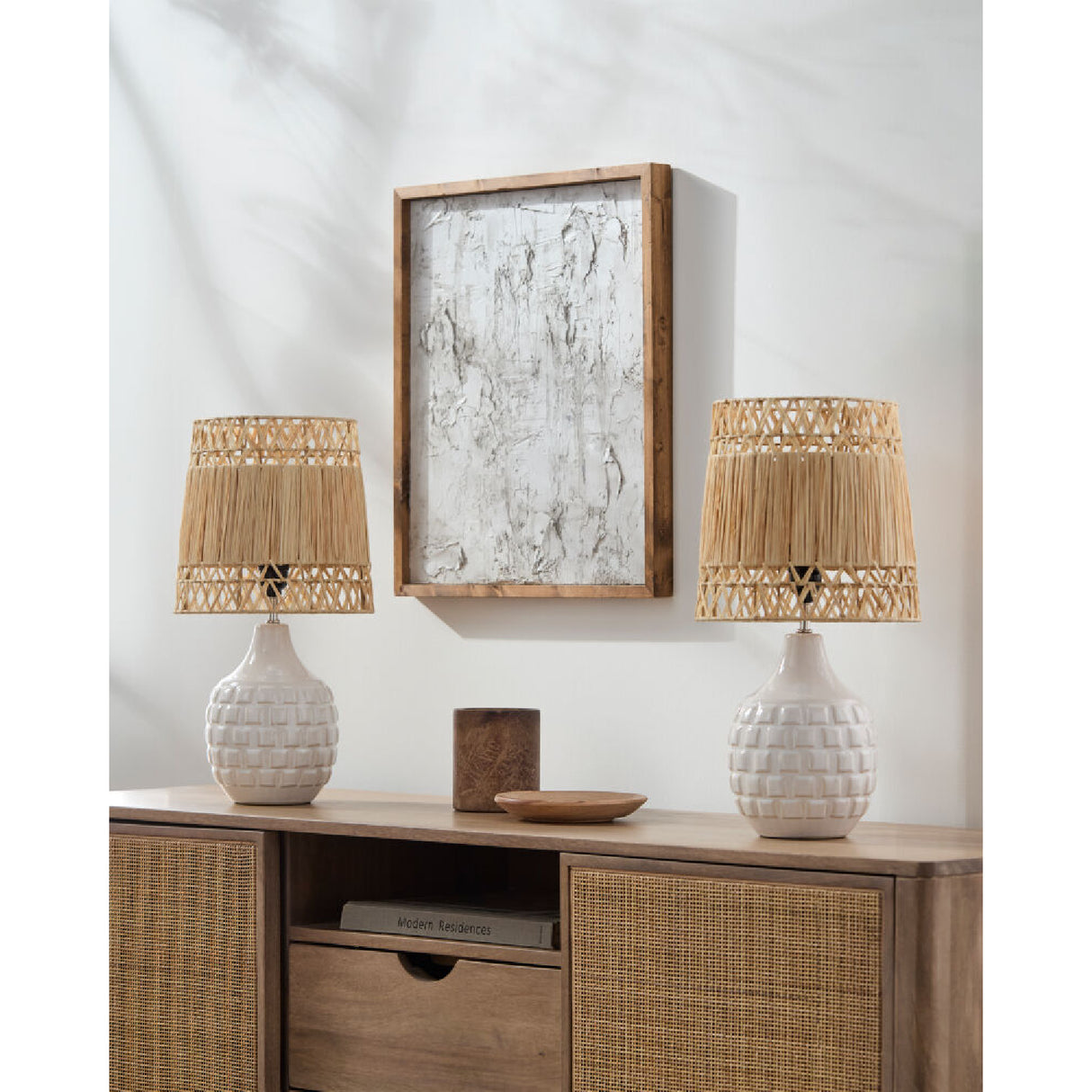 Modern European furniture - Woven Seagrass Ceramic Table Lamp (Set of 2) - www.oroa.com | Oroa.com