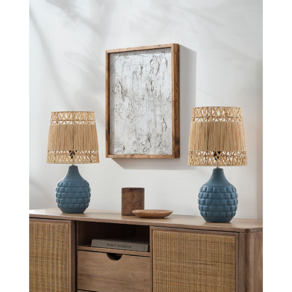 Modern European furniture - Woven Seagrass Ceramic Table Lamp (Set of 2) - www.oroa.com | Oroa.com