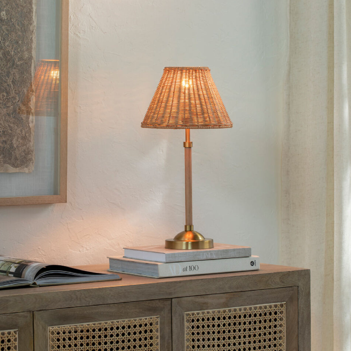 Modern European furniture - Tan Rattan Accent Table Lamp - www.oroa.com | Oroa.com
