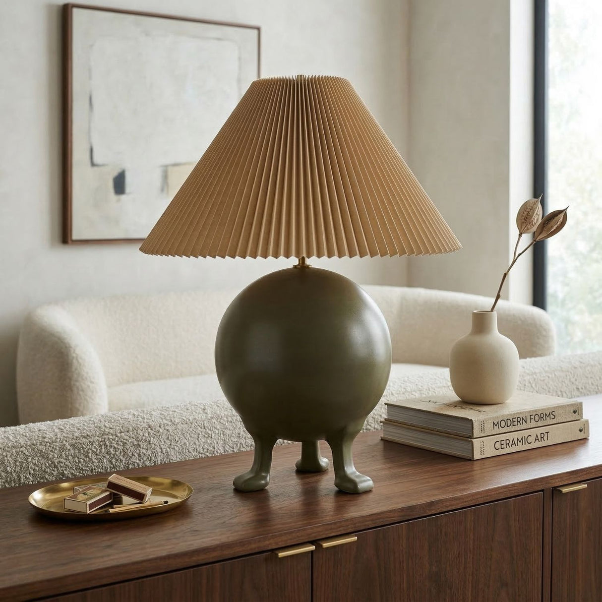 Modern European furniture - Pleated Linen Cement Table Lamp - www.oroa.com | Oroa.com