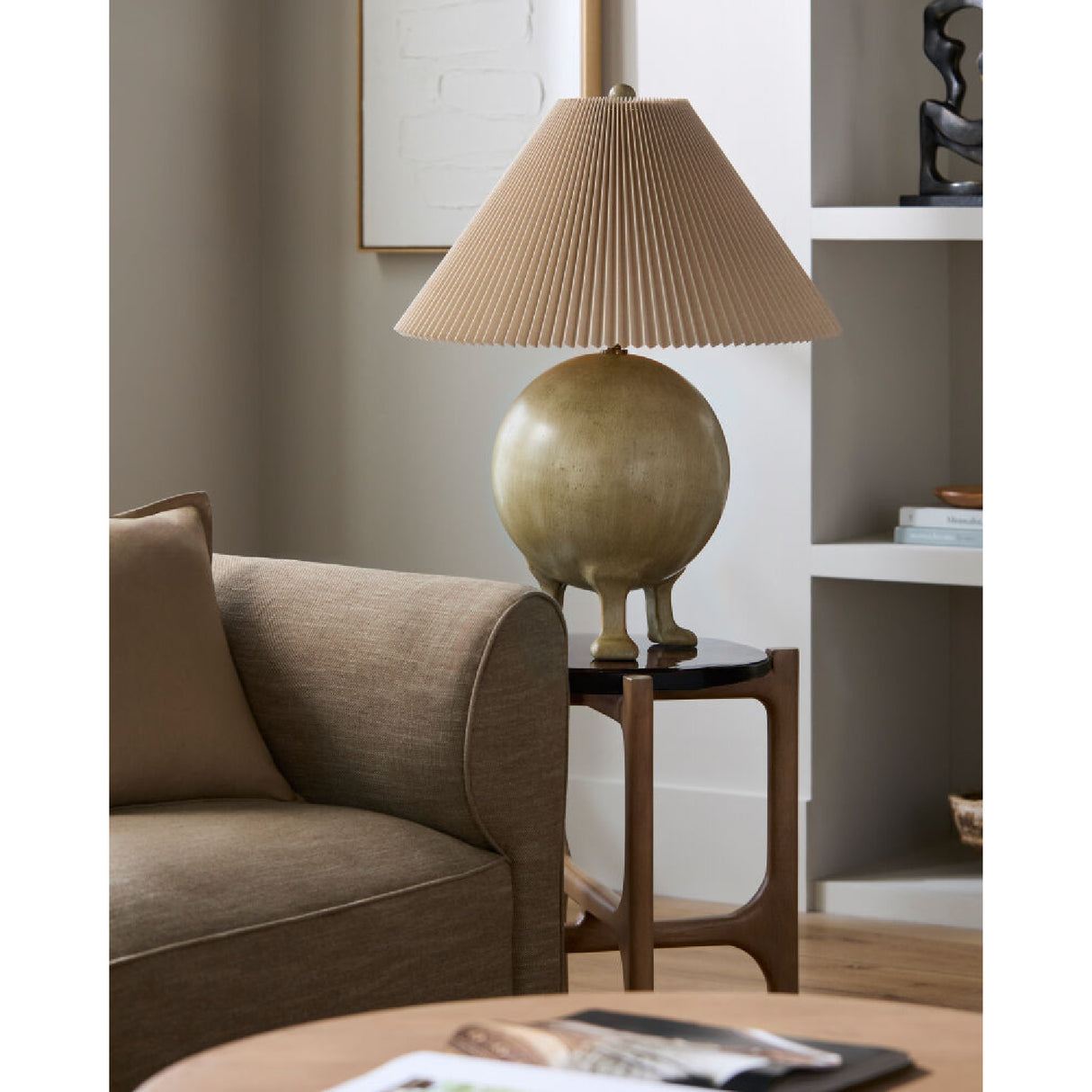 Modern European furniture - Pleated Linen Cement Table Lamp - www.oroa.com | Oroa.com