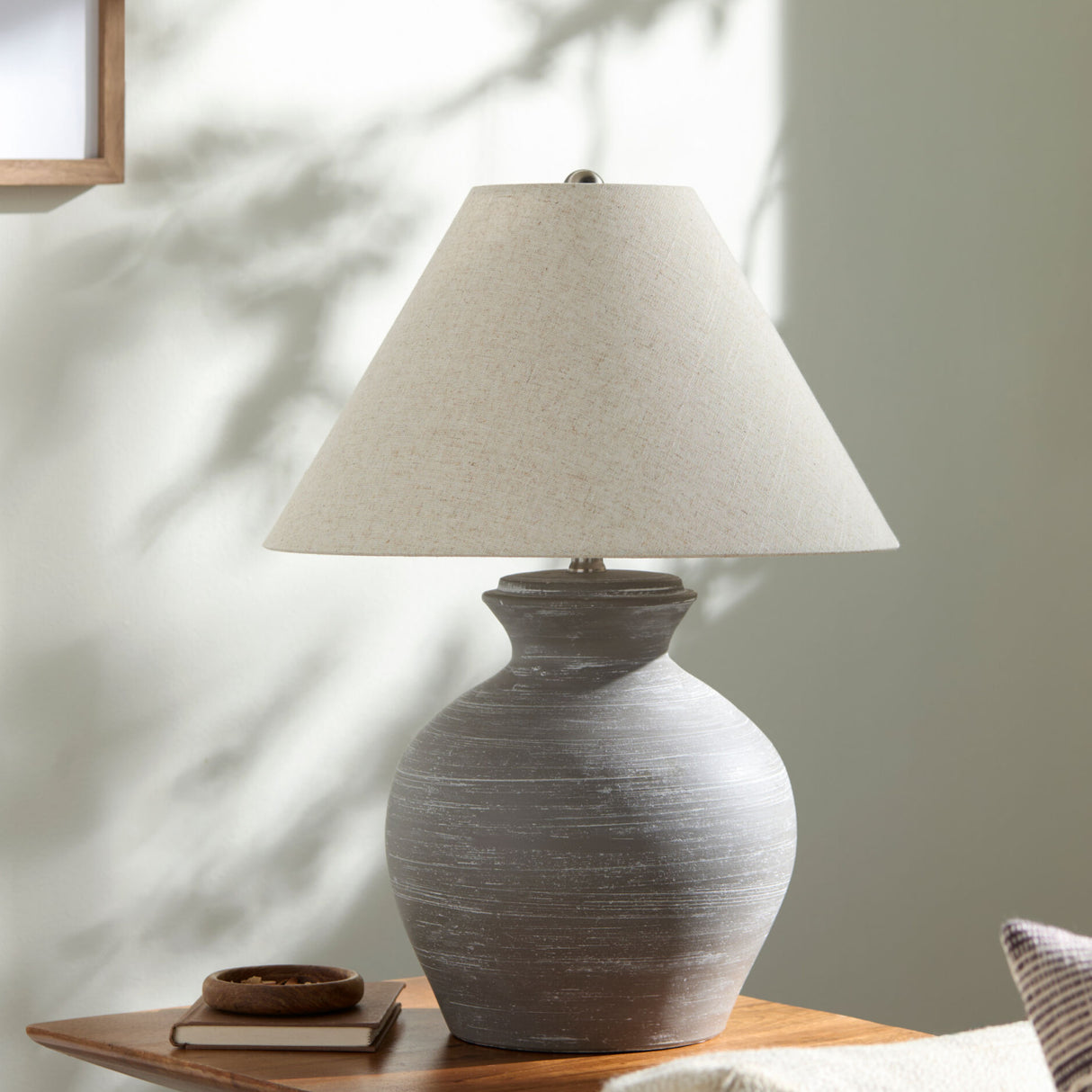 Modern European furniture - Gray Ceramic Linen Table Lamp - www.oroa.com | Oroa.com