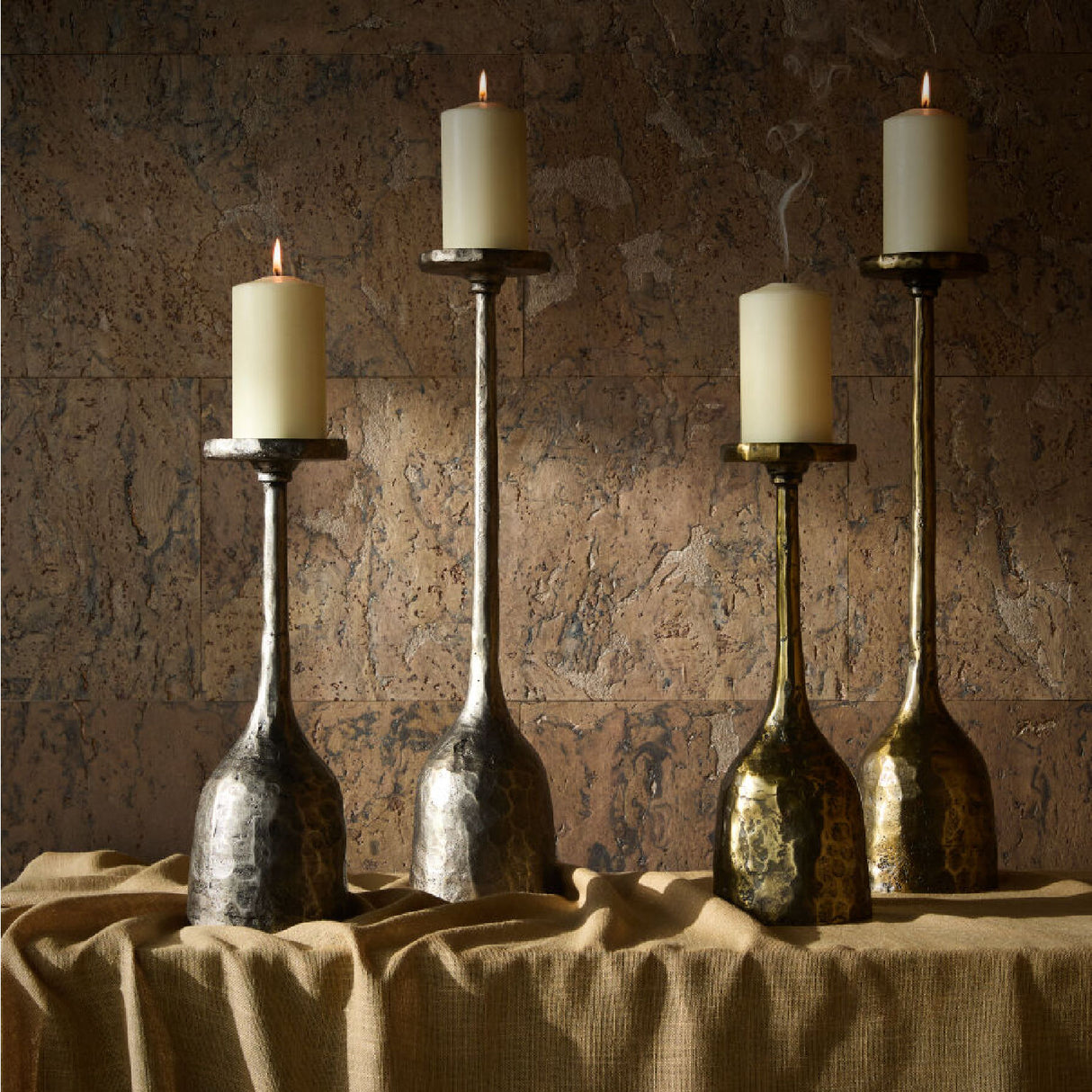 Modern European furniture -Antiqued Iron Candleholder L - www.oroa.com | Oroa.com