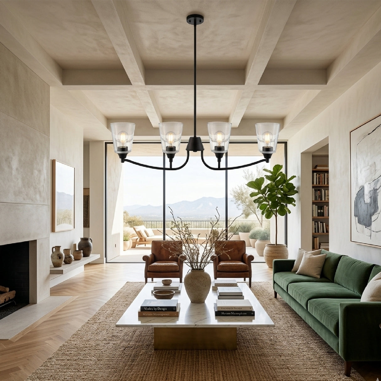 Modern European furniture - Glass Shades 4-Light Chandelier - www.oroa.com | Oroa.com