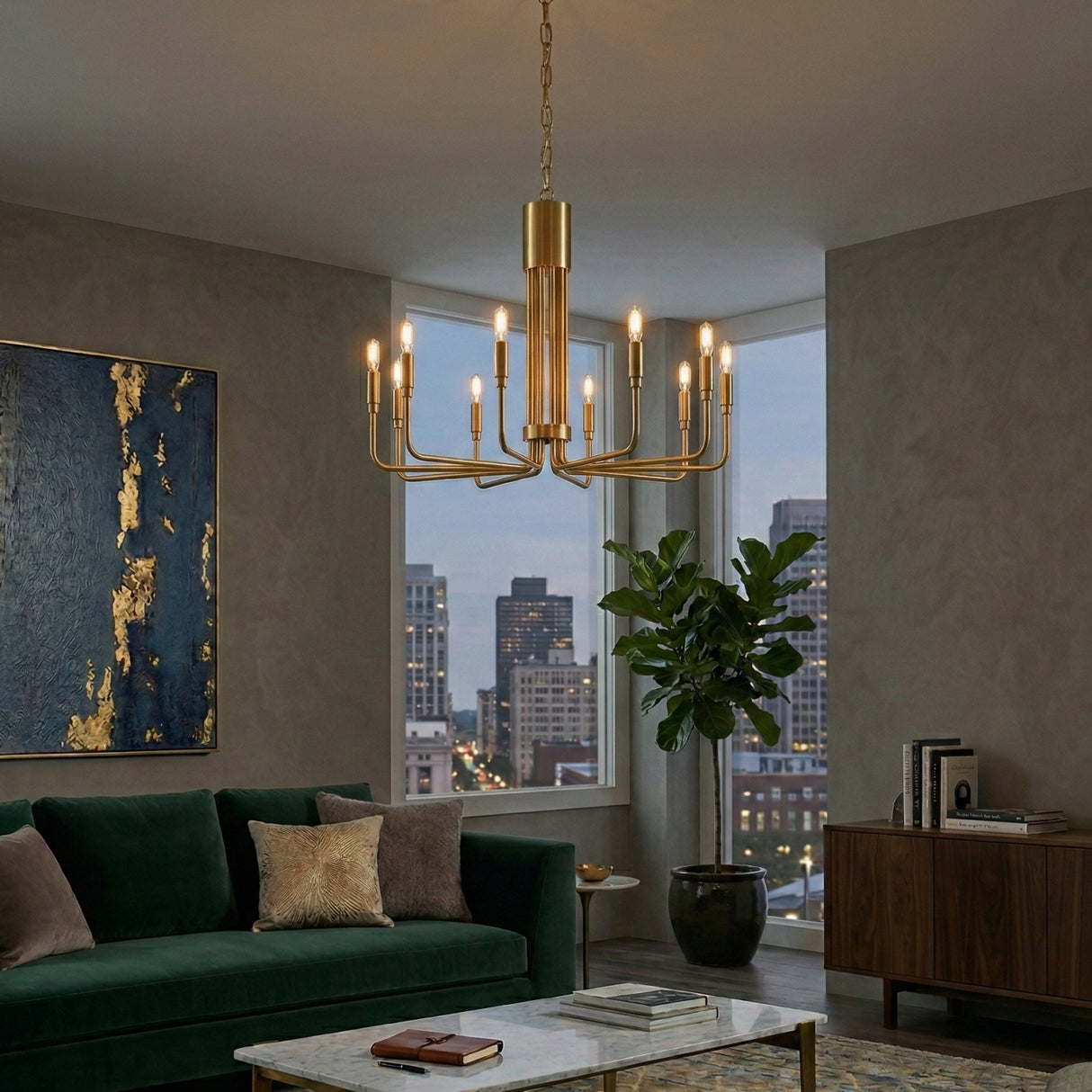 Modern European furniture - Gold 10-Light Pendant Lamp - www.oroa.com | Oroa.com