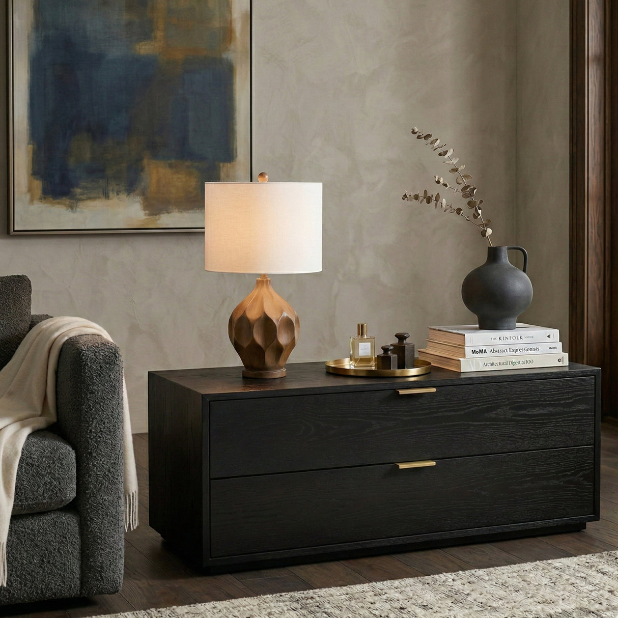 Modern European furniture - Brown Carved Accent Table Lamp - www.oroa.com | Oroa.com