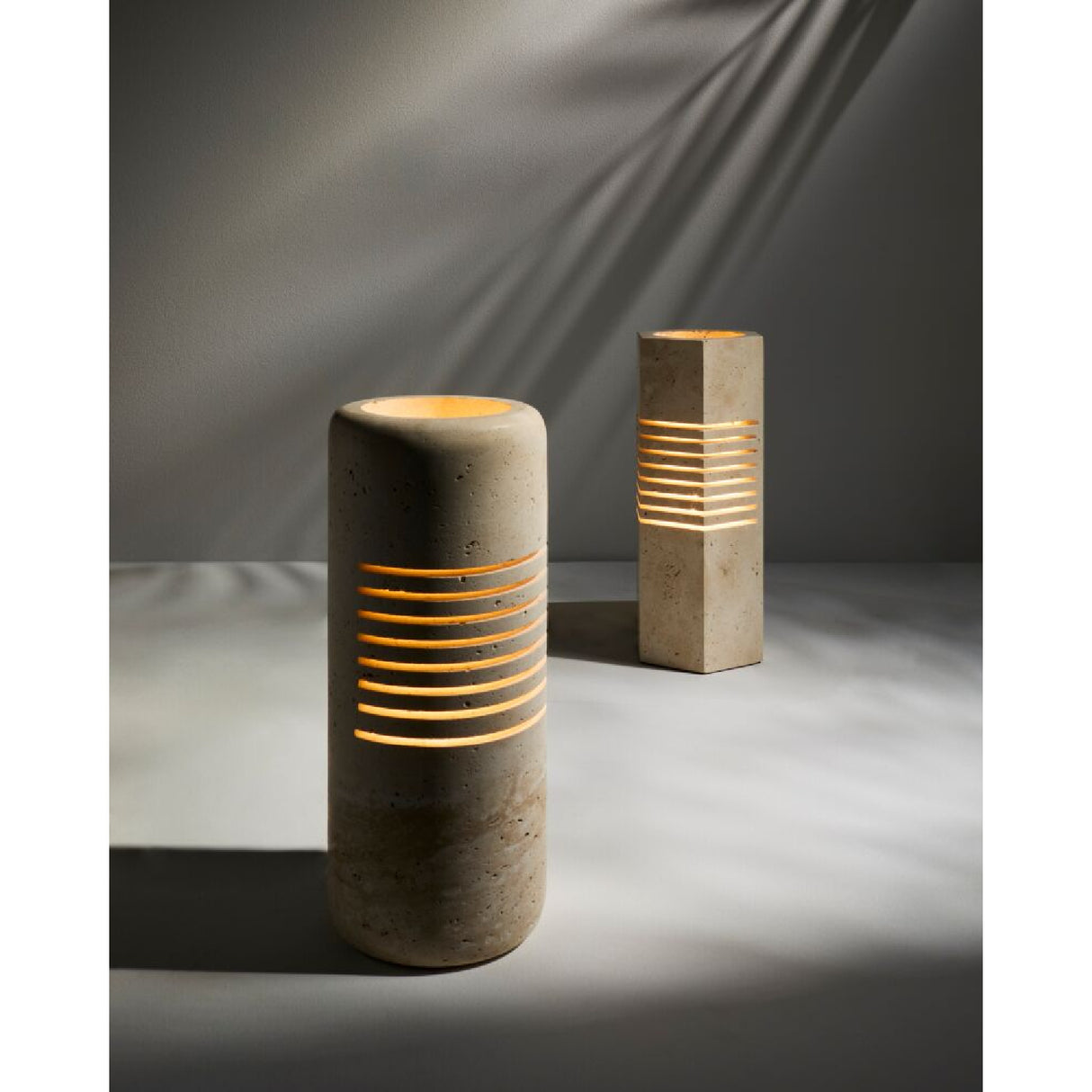 Modern European furniture - Beige Travertine Accent Table Lamp - www.oroa.com | Oroa.com