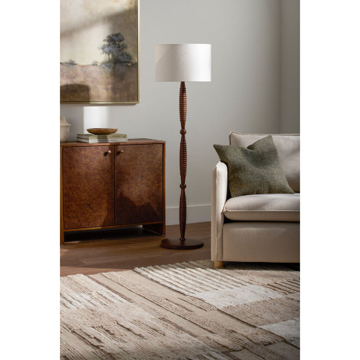 Modern European furniture - Beige Linen Accent Floor Lamp - www.oroa.com | Oroa.com