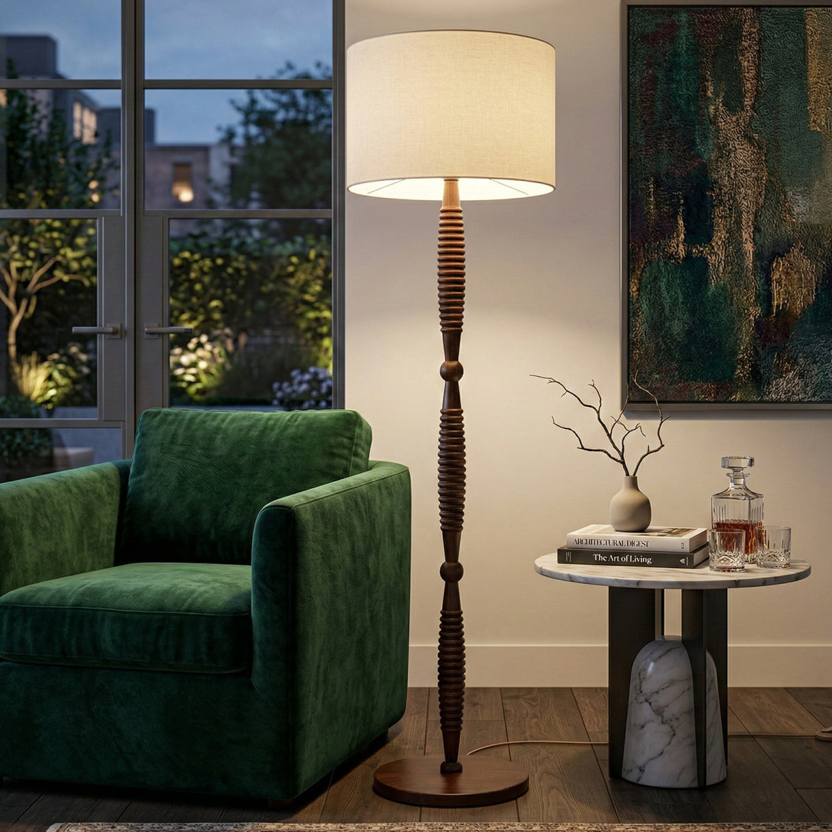 Modern European furniture - Beige Linen Accent Floor Lamp - www.oroa.com | Oroa.com