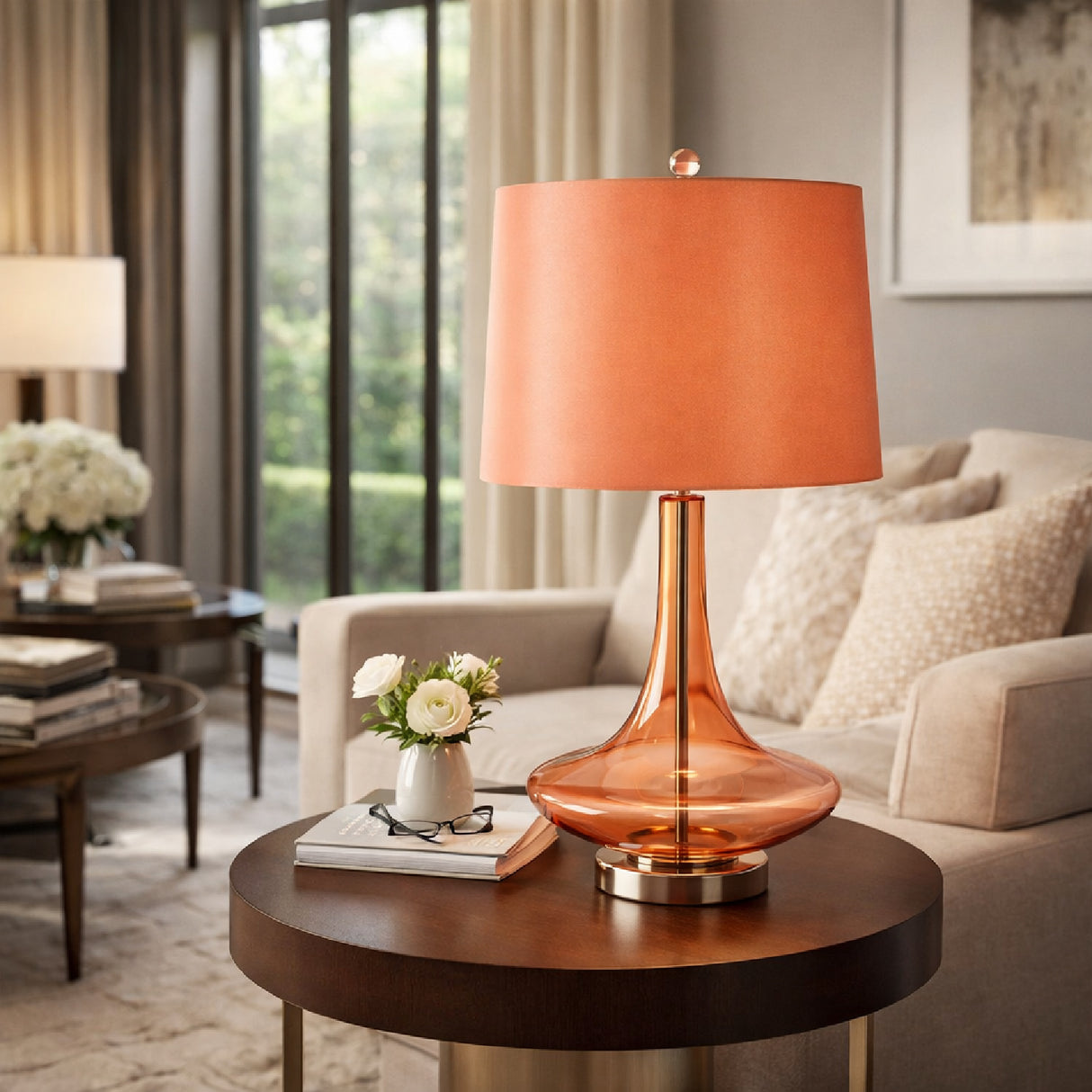 Modern European furniture - Orange Glass Accent Table Lamp - www.oroa.com | Oroa.com
