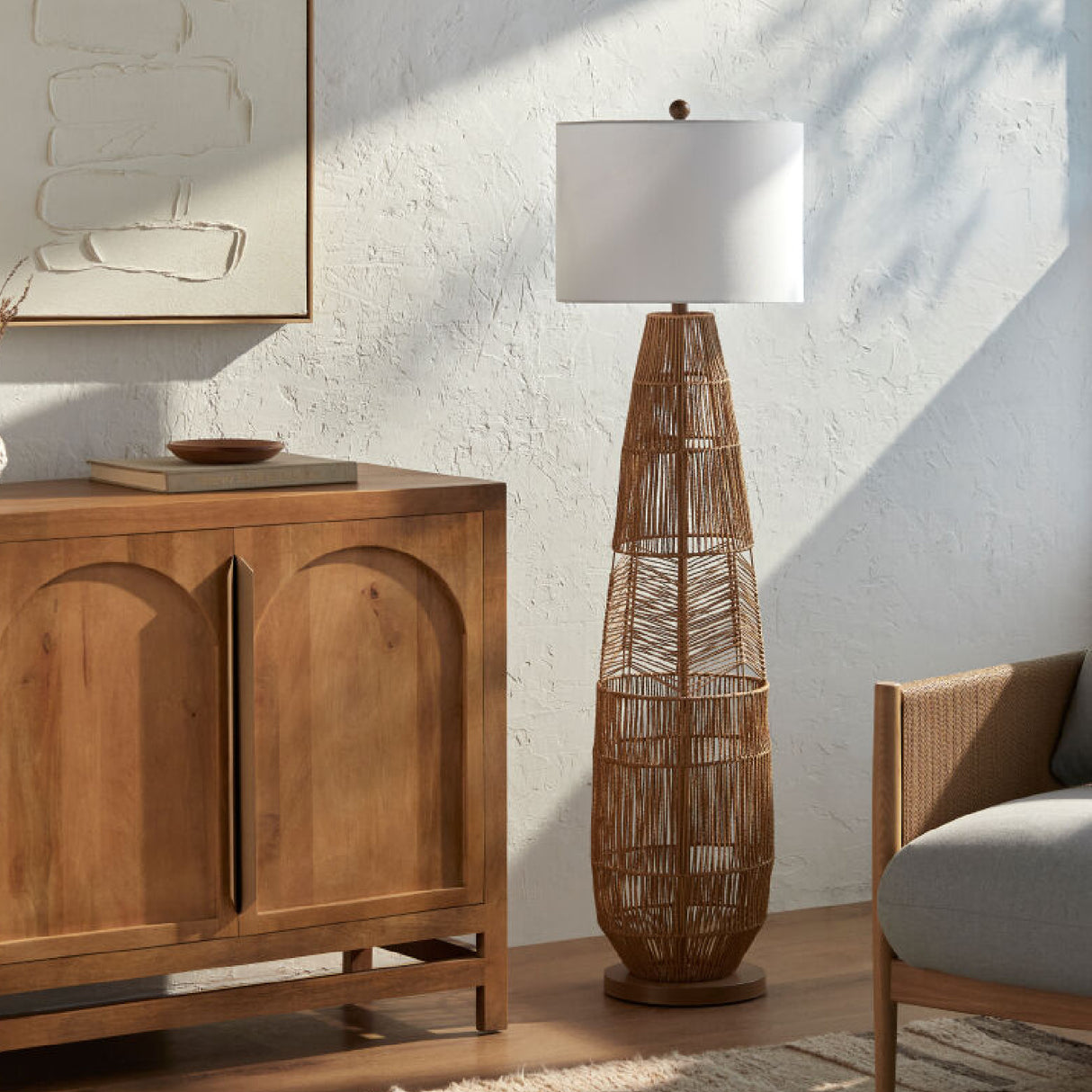 Modern European furniture - Natural Rattan Accent Floor Lamp - www.oroa.com | Oroa.com