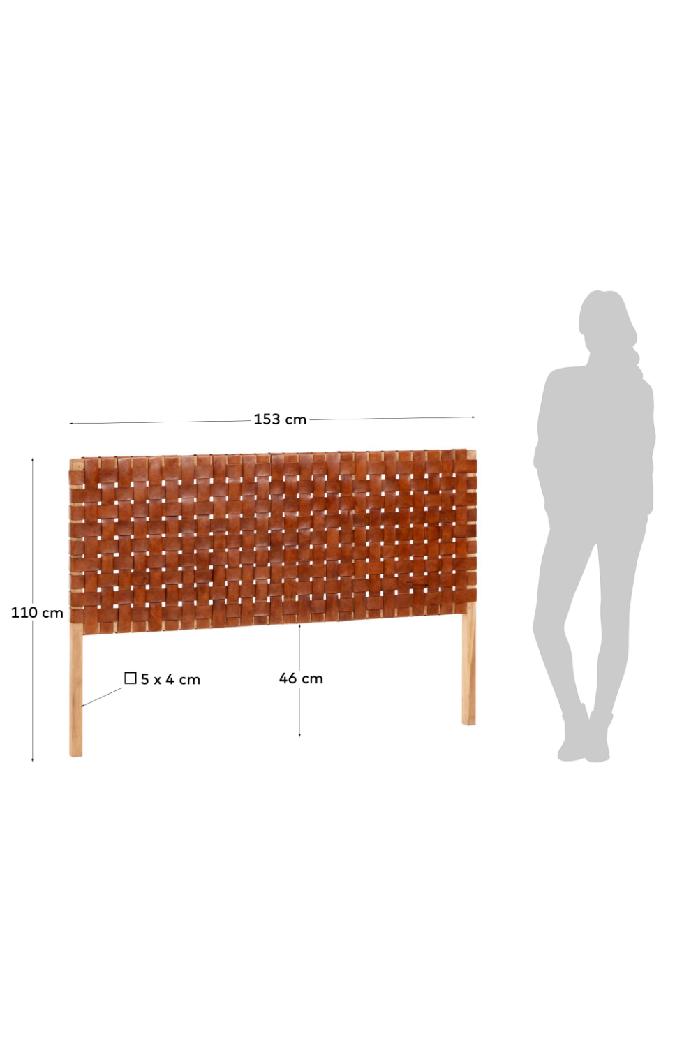 Woven Brown Leather Queen Headboard | Oroa.com