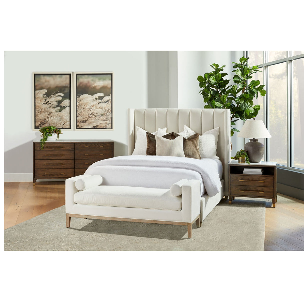 Marble Top Oak 2-Drawer Nightstand | Oroa.com