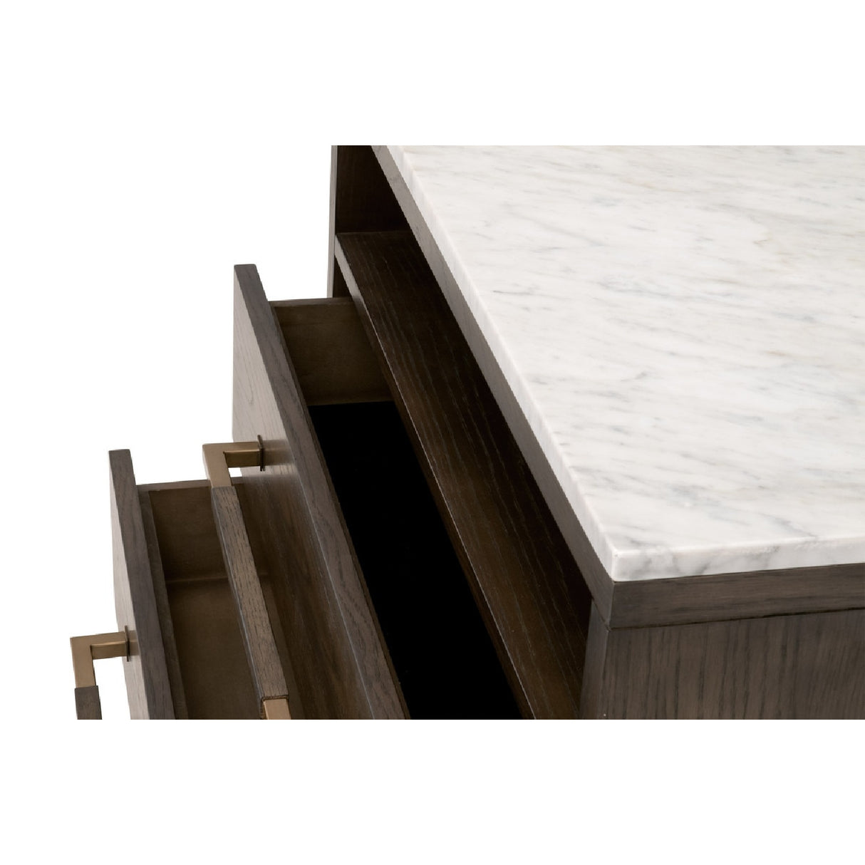 Marble Top Oak 2-Drawer Nightstand | Oroa.com