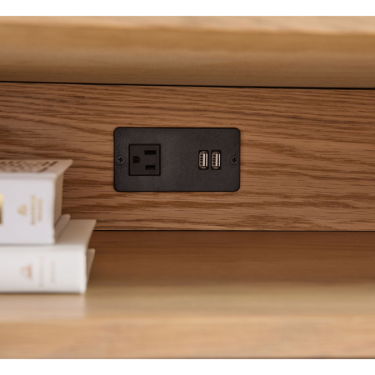 Marble Top Oak 2-Drawer Nightstand | Oroa.com