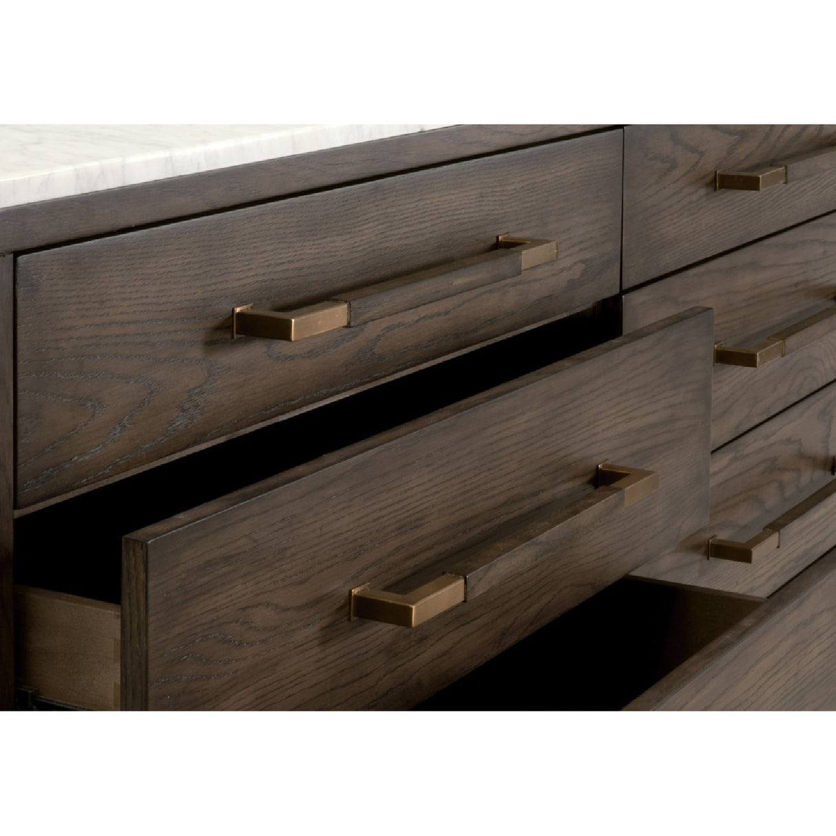 Brown Oak 8-Drawer Double Dresser | Oroa.com