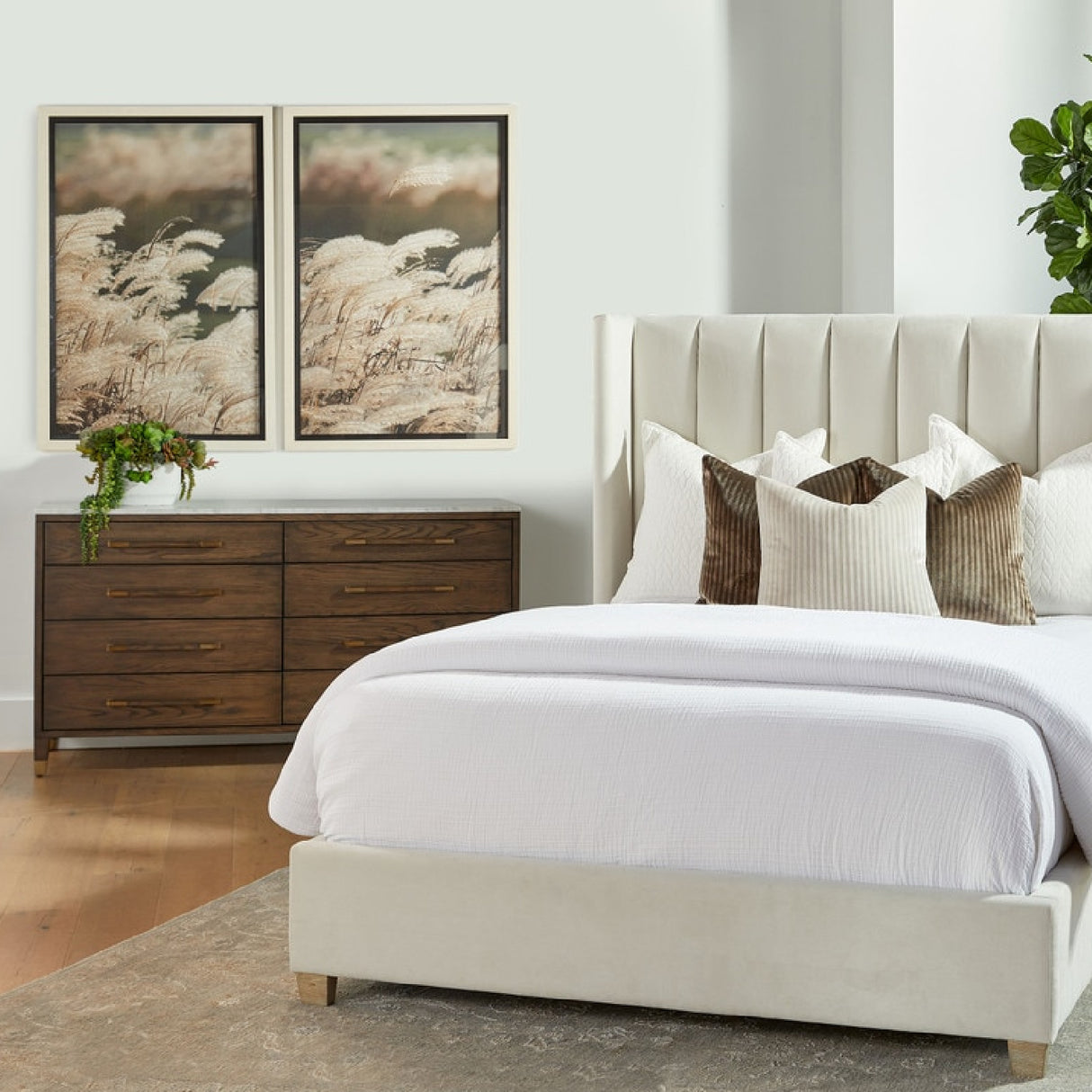 Brown Oak 8-Drawer Double Dresser | Oroa.com