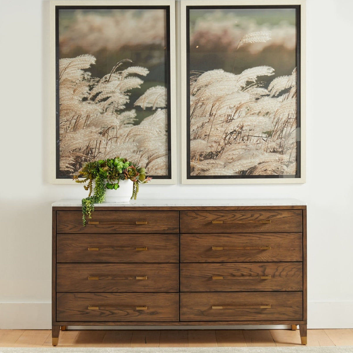 Brown Oak 8-Drawer Double Dresser | Oroa.com
