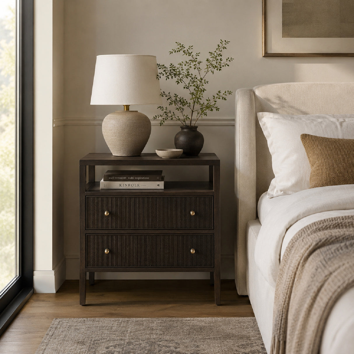 2-Drawer Oak Nightstand L | Oroa.com