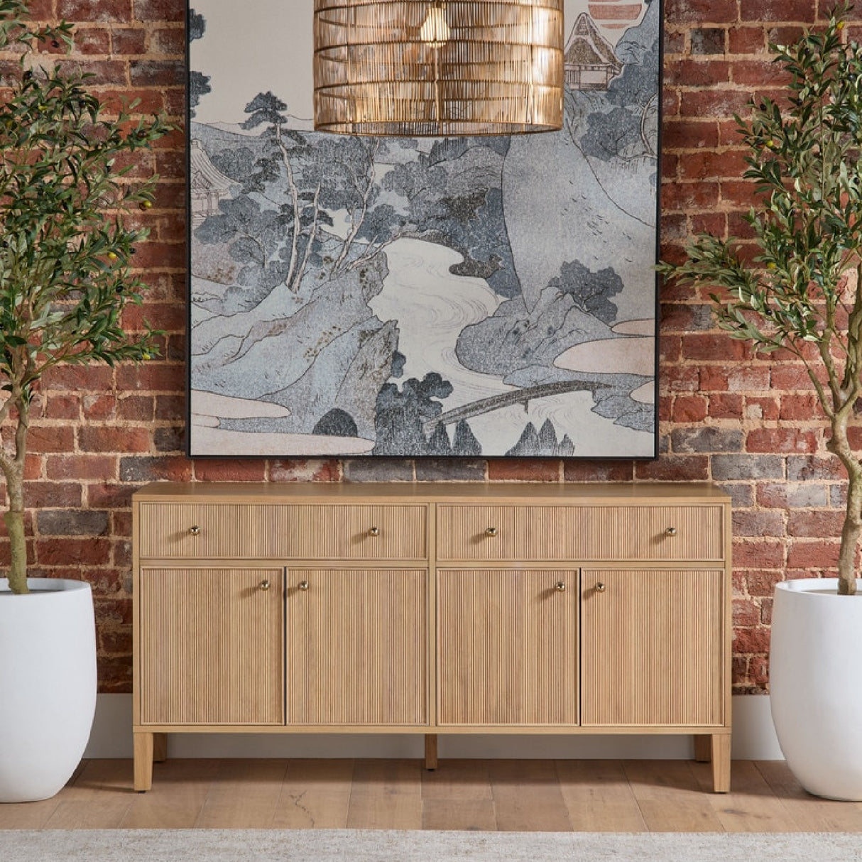 Modern European furniture - Fluted Solid Wood Media Sideboard - www.oroa.com | Oroa.com