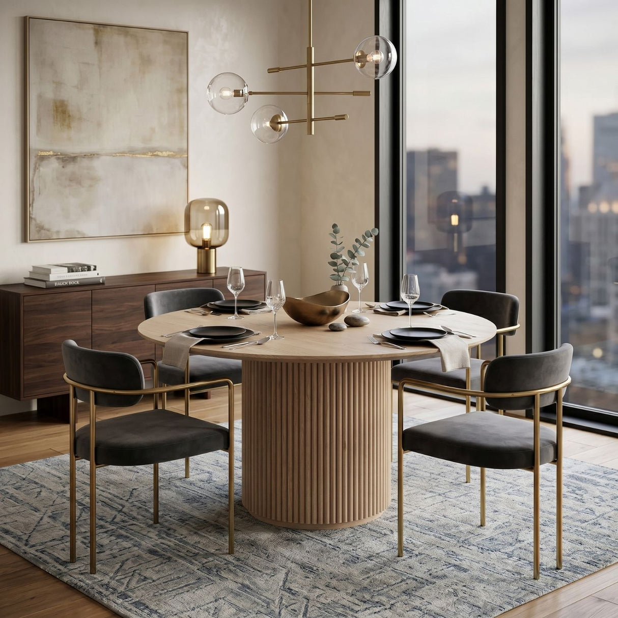 Round Natural Oak Dining Table | Oroa.com