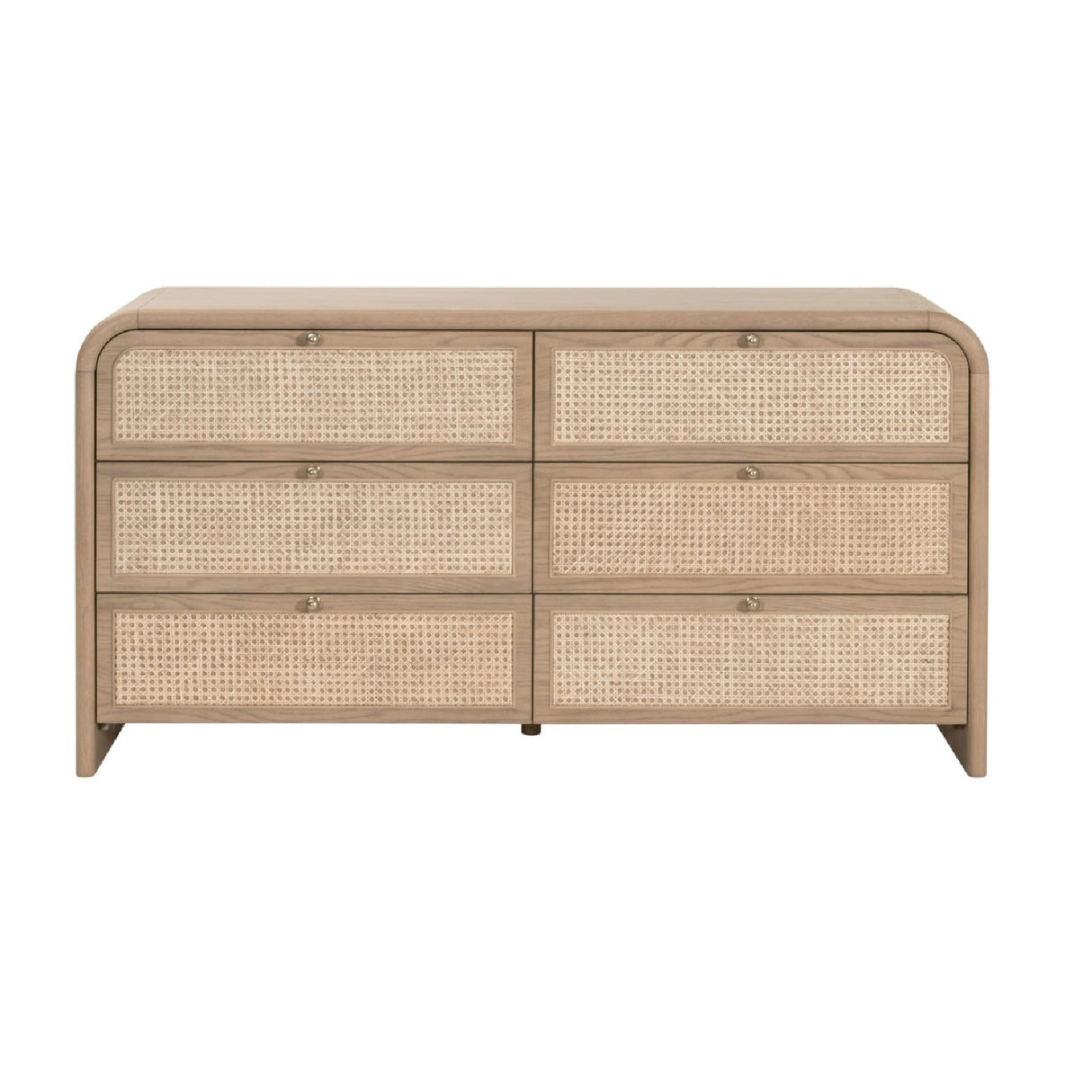 Oak Framed Cane 6-Drawer Dresser | Oroa.com