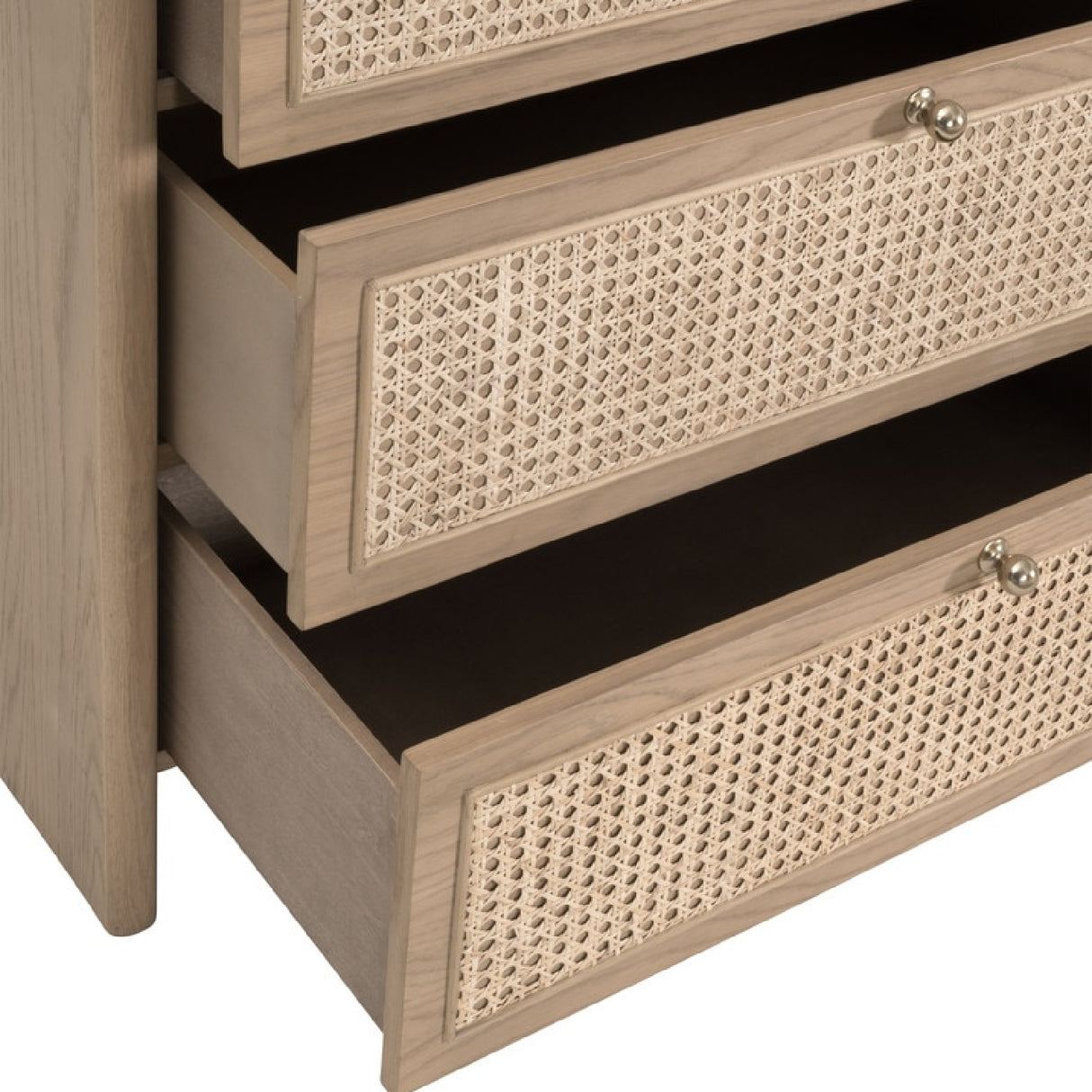 Oak Framed Cane 6-Drawer Dresser | Oroa.com