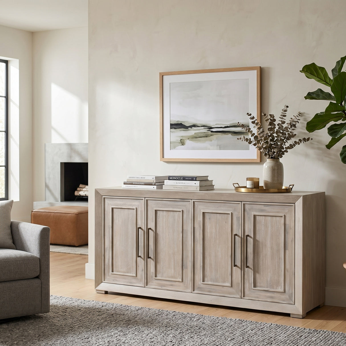 4-Door Acacia Media Sideboard | Oroa.com