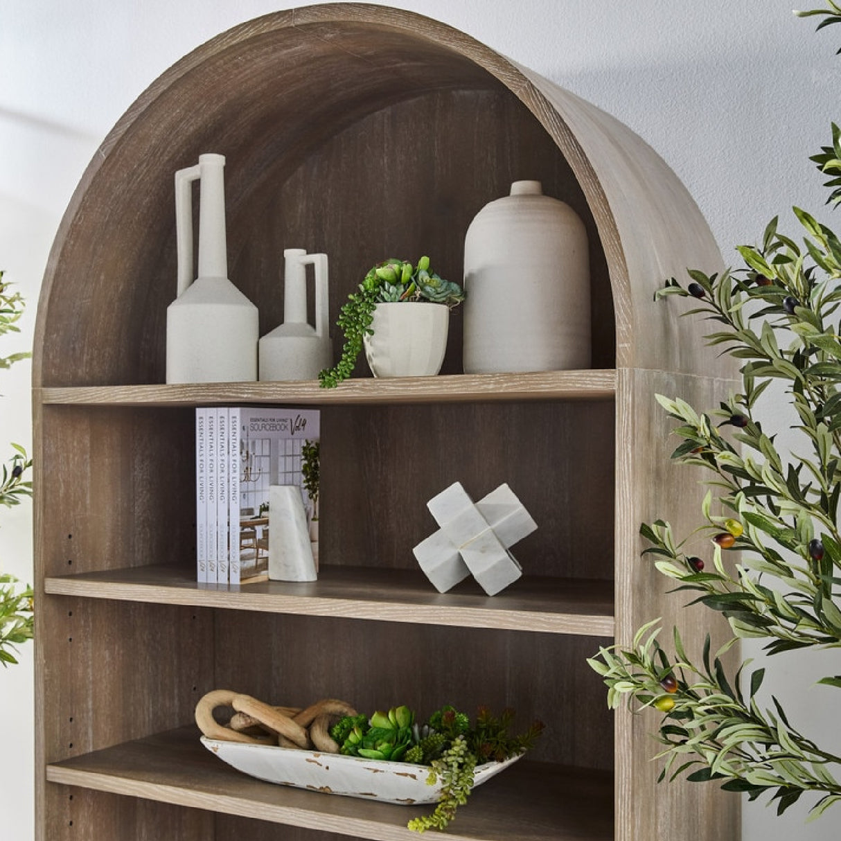 Gray Acacia Arched Bookcase | Oroa.com