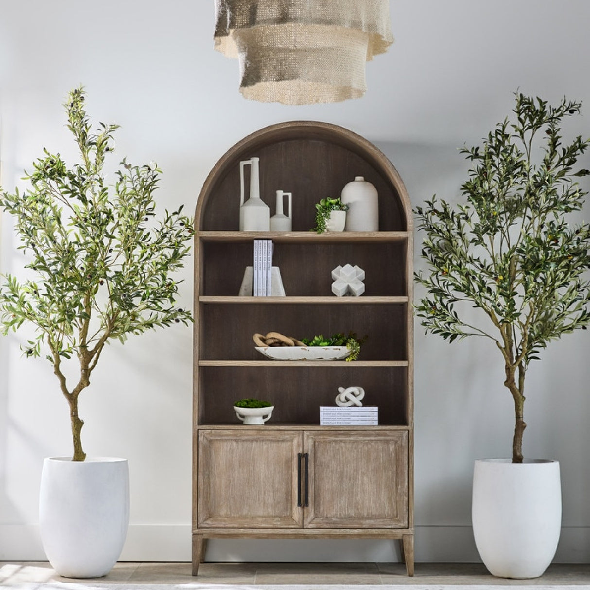Gray Acacia Arched Bookcase | Oroa.com