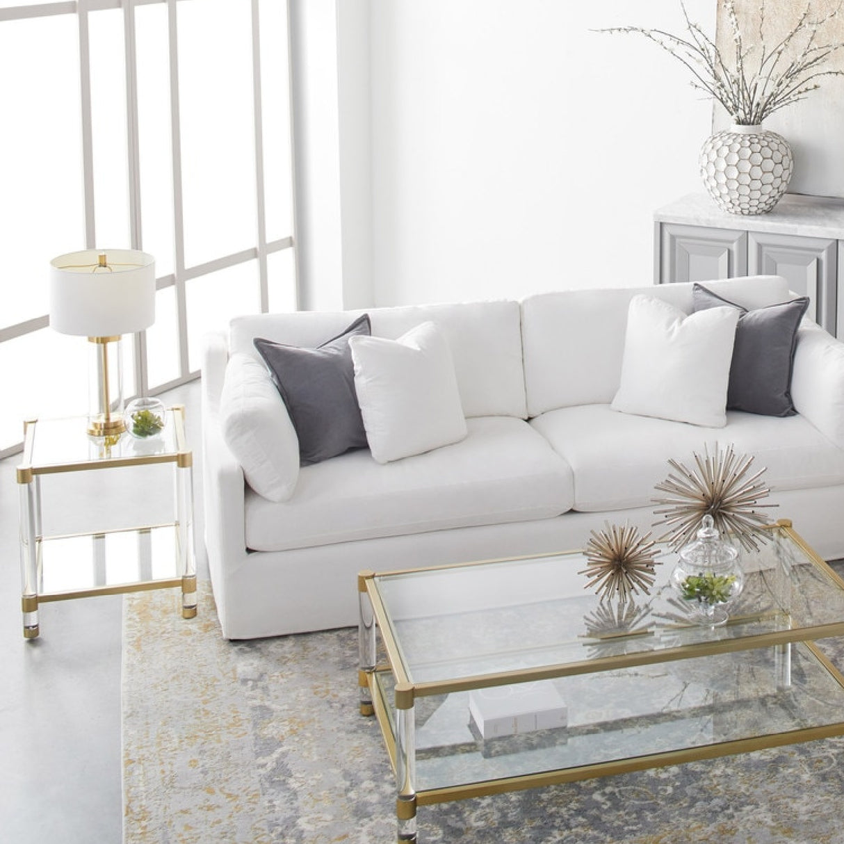 Brass Framed Glass End Table | Oroa.com