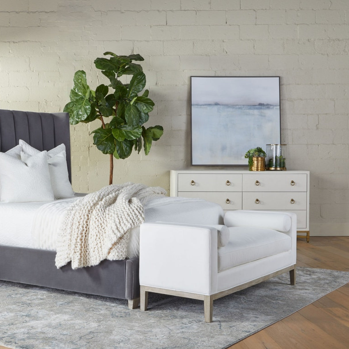 White Shagreen 6-Drawer Double Dresser | Oroa.com