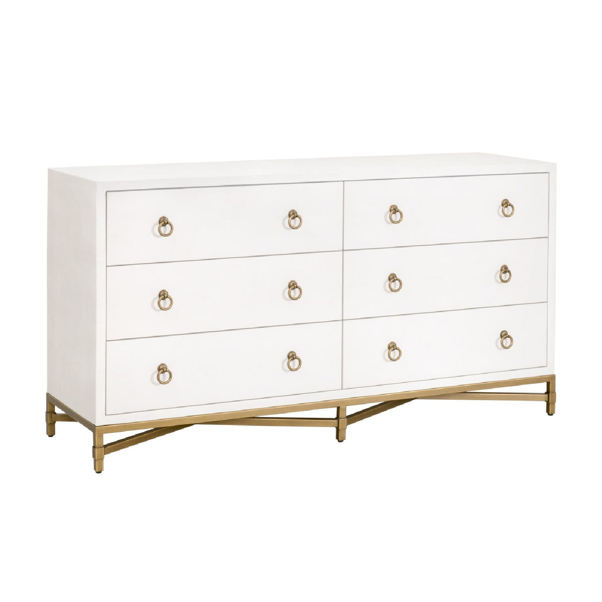 White Shagreen 6-Drawer Double Dresser | Oroa.com