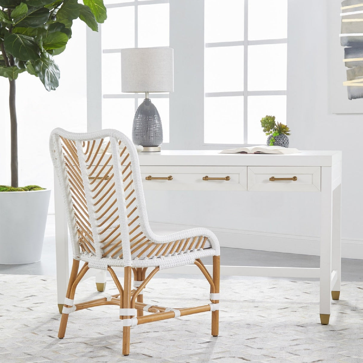 Modern European furniture - White Wooden 3-Drawer Desk - www.oroa.com | Oroa.com